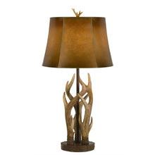 Load image into Gallery viewer, 33" Brown Antlers Table Lamp With Brown Drum Shade
