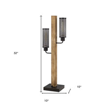 Load image into Gallery viewer, 32" Gray Metal Two Light Table Lamp With Black Novelty Shade
