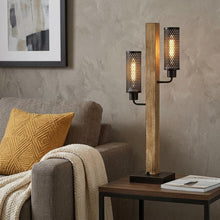 Load image into Gallery viewer, 32" Gray Metal Two Light Table Lamp With Black Novelty Shade
