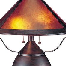 Load image into Gallery viewer, 17" Rust Metal Two Light Round Table Lamp With Amber Empire Shade
