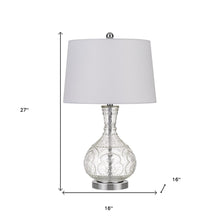 Load image into Gallery viewer, 27" Clear Metal Round Table Lamp With White Shade
