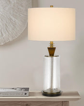 Load image into Gallery viewer, 30" Clear Metal Table Lamp With White Empire Shade
