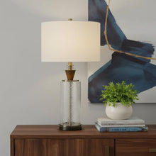 Load image into Gallery viewer, 30" Clear Metal Table Lamp With White Empire Shade
