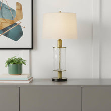 Load image into Gallery viewer, 31" Clear Metal Table Lamp With White Empire Shade
