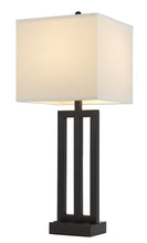 Load image into Gallery viewer, 30" Black Metal USB Table Lamp With White Shade
