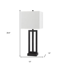Load image into Gallery viewer, 30" Black Metal USB Table Lamp With White Shade
