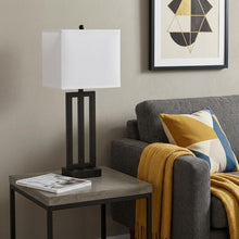 Load image into Gallery viewer, 30" Black Metal USB Table Lamp With White Shade
