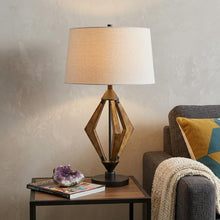 Load image into Gallery viewer, 30" Black Metal Lantern Table Lamp With Gray Empire Shade
