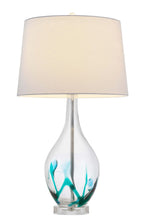Load image into Gallery viewer, 27" Clear Glass Table Lamp With White Empire Shade
