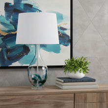 Load image into Gallery viewer, 27" Clear Glass Table Lamp With White Empire Shade
