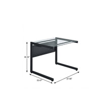 Load image into Gallery viewer, 33" Clear and Black Glass and Stainless Steel Writing Desk
