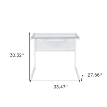 Load image into Gallery viewer, 33" Clear and White Glass and Stainless Steel Writing Desk
