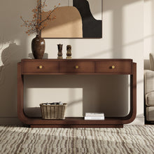 Load image into Gallery viewer, Console Table With 3 Drawers, Display Shelf, Curved Legs - Walnut
