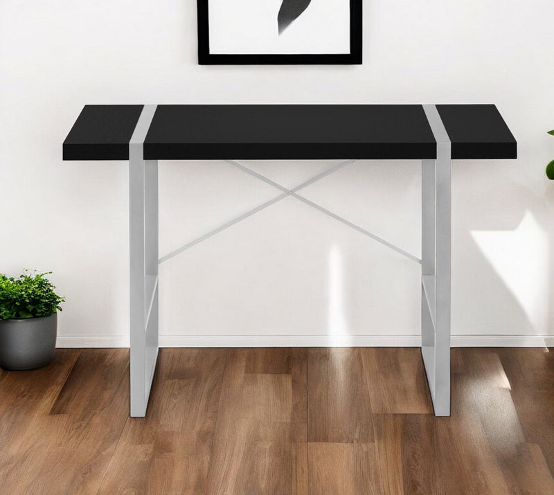 49" Computer Desk - Black And Silver
