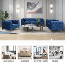 Load image into Gallery viewer, 63&quot; Velvet Upholstered Loveseat Sofa,Modern Loveseat Sofa with Button Tufted Back,2-Person Loveseat Sofa Couch for Living Room,Bedroom,or Small Space,Blue
