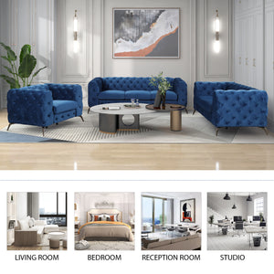 40.5" Velvet Upholstered Accent Sofa,Modern Single Sofa Chair with Button Tufted Back,Modern Single Couch for Living Room,Bedroom,or Small Space,Blue