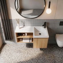 Load image into Gallery viewer, L-Shaped Wall Mounte Floating Bathroom Vanity With Integrated Sink
