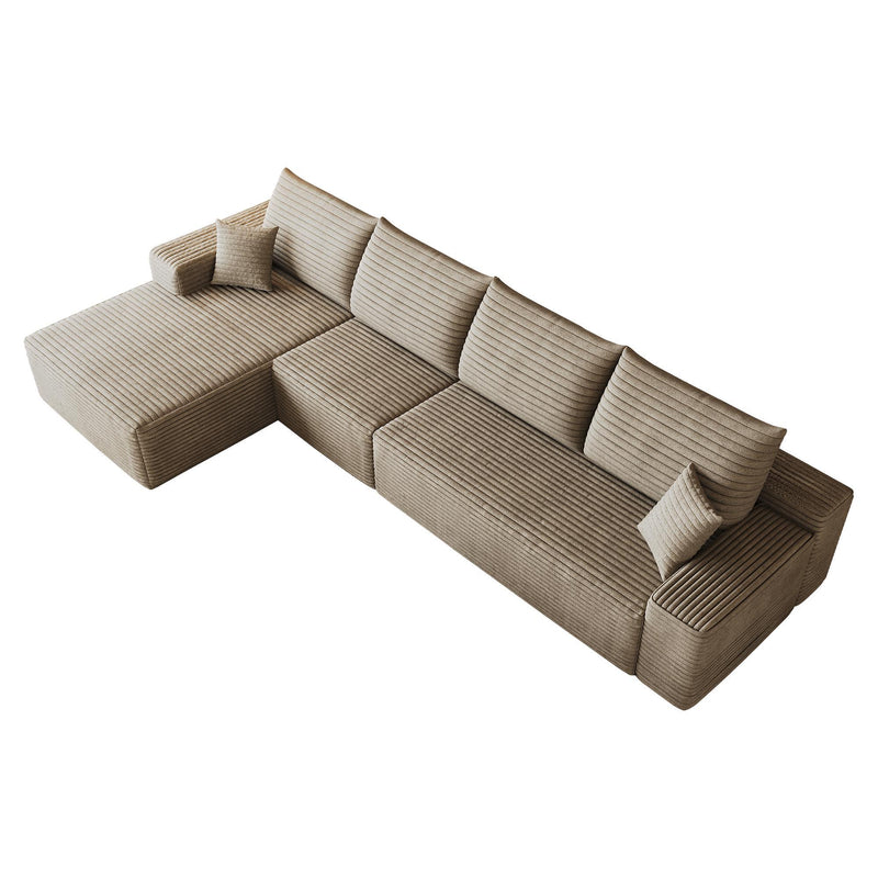 Corduroy Modular L Shaped Sofa And Chaise Sectional (762636) - Camel