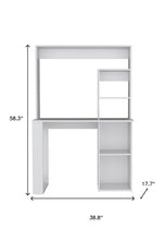 Load image into Gallery viewer, 39" White Wood Computer Desk With Hutch
