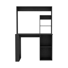 Load image into Gallery viewer, 58" Black Wood Computer Desk With Hutch
