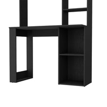 Load image into Gallery viewer, 58" Black Wood Computer Desk With Hutch

