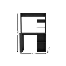 Load image into Gallery viewer, 58" Black Wood Computer Desk With Hutch
