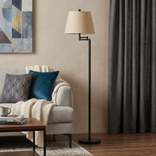 Load image into Gallery viewer, 60" Bronze Swing Arm Floor Lamp With White Square Shade
