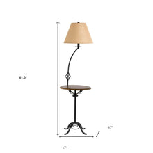Load image into Gallery viewer, 62" Black Tray Table Floor Lamp With Brown Empire Shade
