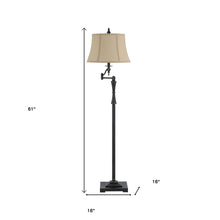 Load image into Gallery viewer, 61" Bronze Swing Arm Floor Lamp With Brown Square Shade

