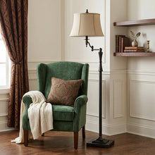 Load image into Gallery viewer, 61" Bronze Swing Arm Floor Lamp With Brown Square Shade
