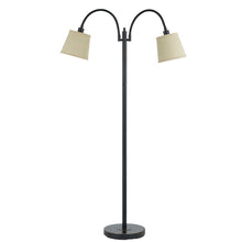Load image into Gallery viewer, 65" Bronze Two Light Traditional Shaped Floor Lamp With Tan Square Shade

