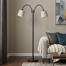 Load image into Gallery viewer, 65" Bronze Two Light Traditional Shaped Floor Lamp With Tan Square Shade

