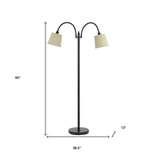 Load image into Gallery viewer, 65" Bronze Two Light Traditional Shaped Floor Lamp With Tan Square Shade
