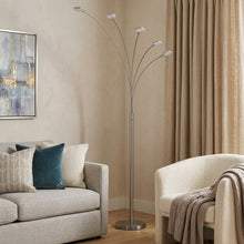 Load image into Gallery viewer, 72" Nickel Five Light Led Arc Floor Lamp
