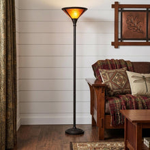 Load image into Gallery viewer, 71" Rusted Torchiere Floor Lamp With Brown Dome Shade
