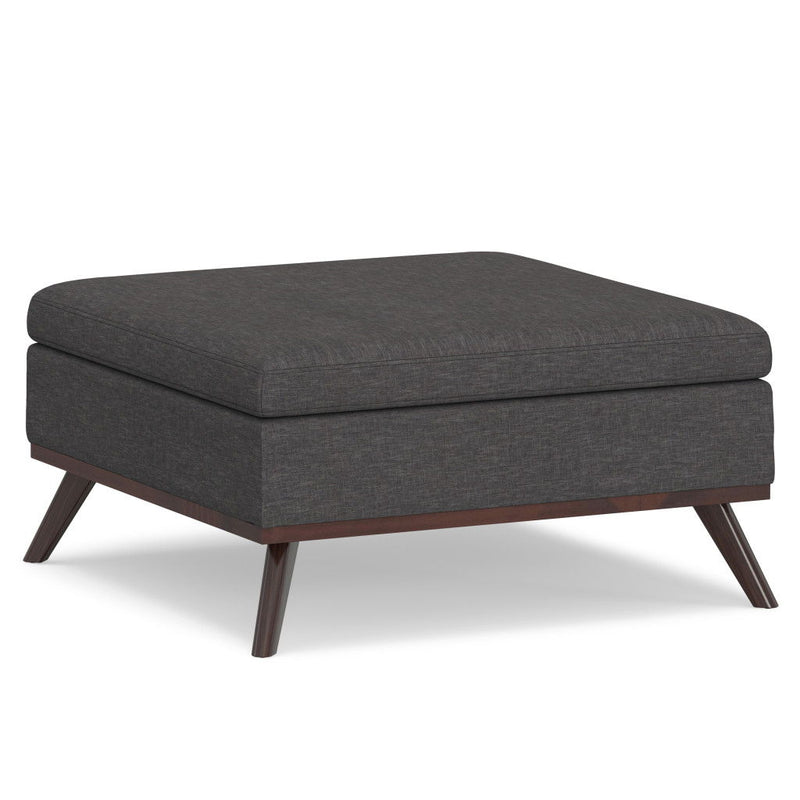 36" Cocktail Ottoman With Storage - Gray / Brown