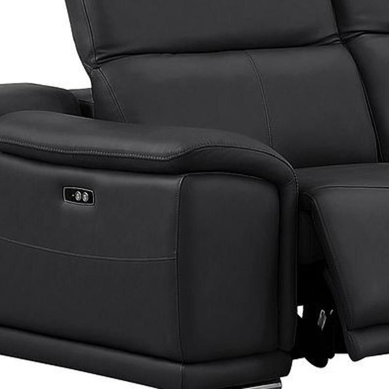 Leather Modular L Shaped Five Piece Corner Sectional - Black