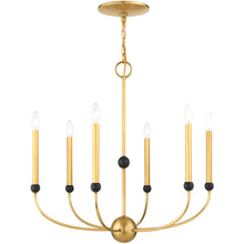 Load image into Gallery viewer, 28" Six Light Dimmable Chandelier With Shades - Brass
