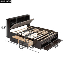 Load image into Gallery viewer, Platform Bed With Storage Headboard, Shoe Rack And 4 Drawers
