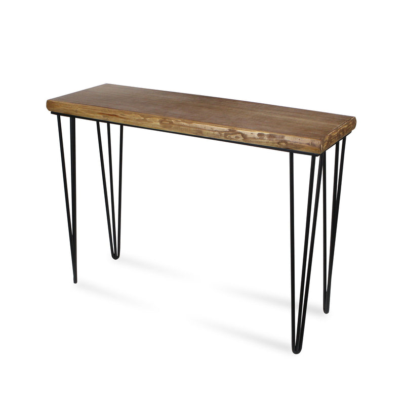 42" Wood And Metal Distressed Console Table - Black And Brown