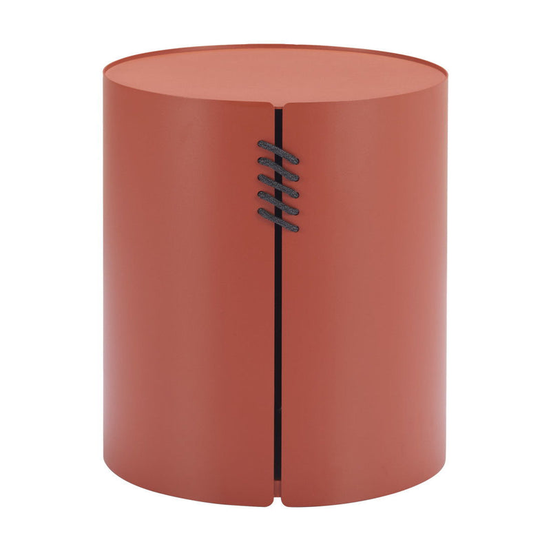 19" Aluminum Round Drum End Table - Brown