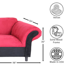 Load image into Gallery viewer, S-back Red and Black Velvet Sofa for Living Room, Modern 3-Seater Sofas Couches for Bedroom, Office, and Apartment with Solid Wood Frame
