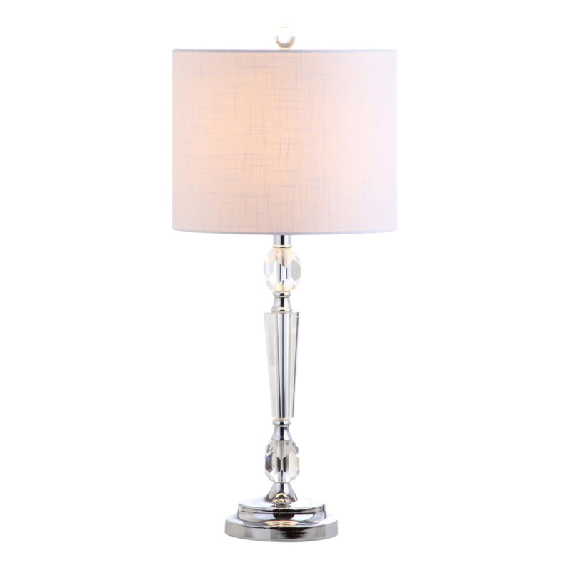 27" Bedside Lamps With Drum Shades (Set of 2) - Clear / Silver / White