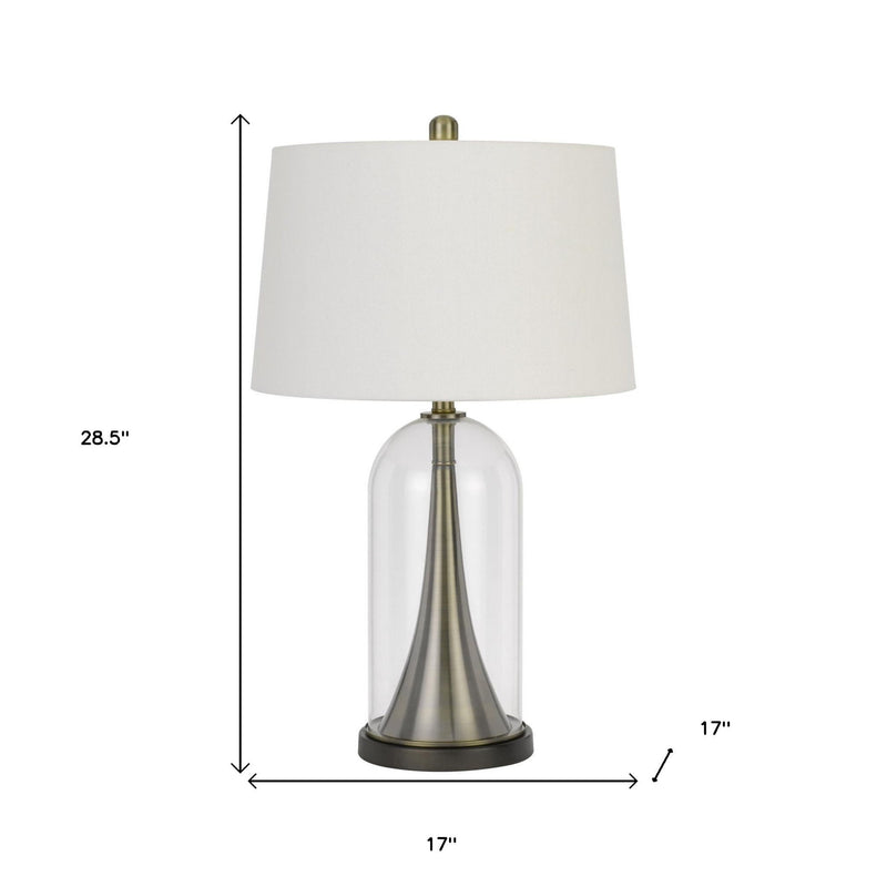 29" Metal Table Lamp With Empire Shade - Clear White