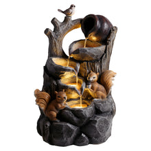 Load image into Gallery viewer, Outdoor Squirrel, Tiered Waterfall Fountain With LED Light For Patio - Gray
