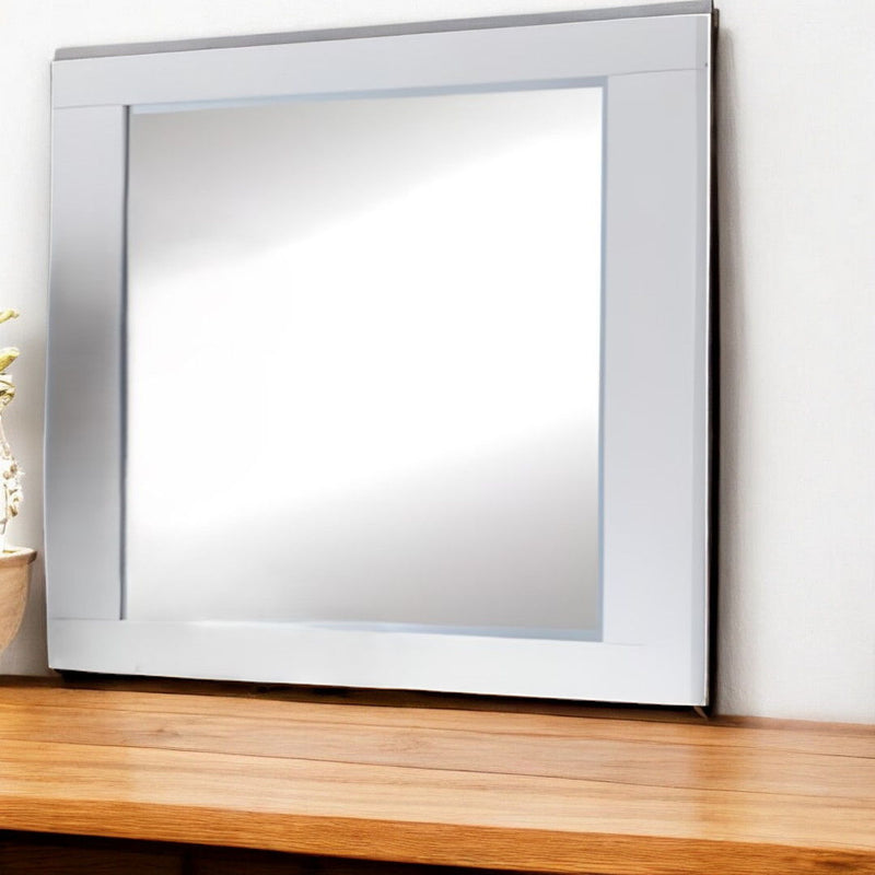 37" Framed Mounted Dresser Mirror - White
