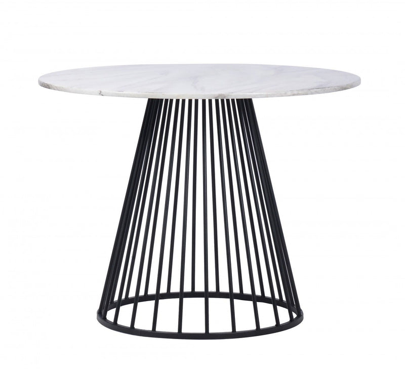 43" Rounded Metal Pedestal Base Dining Table - Black / White