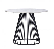 Load image into Gallery viewer, 43" Rounded Metal Pedestal Base Dining Table - Black / White
