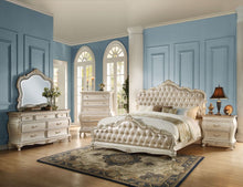 Load image into Gallery viewer, Chantelle - Synthetic Leather Eastern King Bed - Rose Gold &amp; Pearl White Finish
