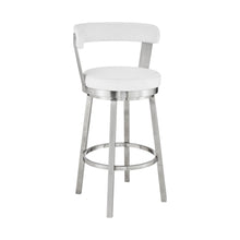 Load image into Gallery viewer, 40" Swivel Backless Bar Height Bar Chair - White / Silver
